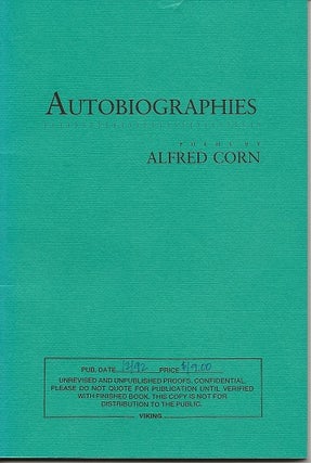 Item #1187 AUTOBIOGRAPHIES. Alfred Corn