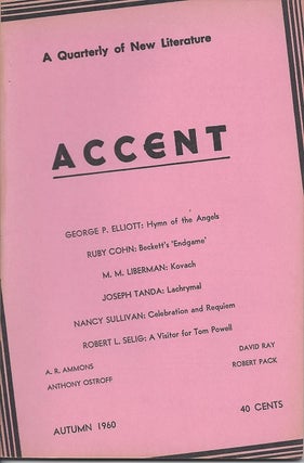 Item #1975 ACCENT: A QUARTERLY OF NEW LITERATURE. A. R. Ammons