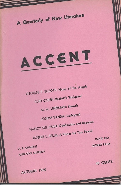 Item #1975 ACCENT: A QUARTERLY OF NEW LITERATURE. A. R. Ammons.