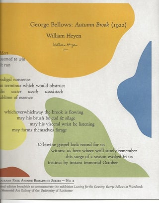 Item #3204 GEORGE BELLOWS: AUTUMN BROOK. (Broadside.). William Heyen