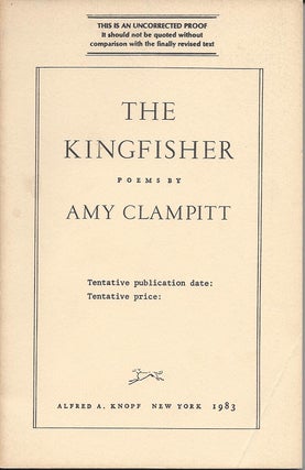 Item #3207 THE KINGFISHER. Amy Clampitt