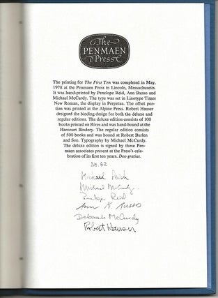 THE FIRST TEN: A PENMAEN BIBLIOGRAPHY.