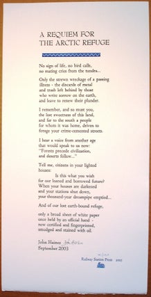 Item #4473 A REQUIEM FOR THE ARCTIC REFUGE. (Broadside.). John Haines