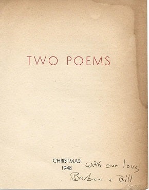 Item #4887 TWO POEMS. Barbara Howes, William Jay Smith