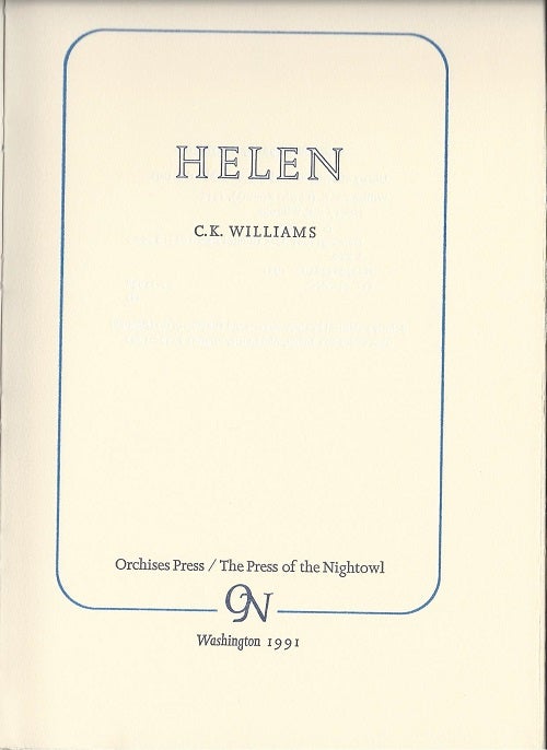 Item #5613 HELEN. C. K. Williams.