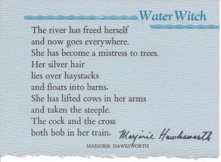 Item #6114 WATER WITCH. (Broadside.). Marjorie Hawksworth