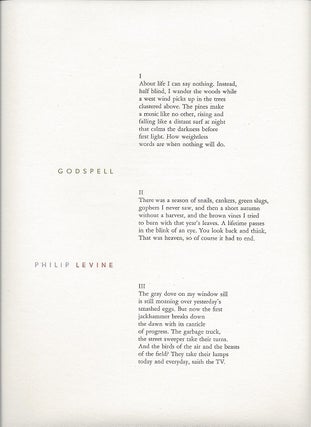 Item #6143 GODSPELL. (Broadside.). Philip Levine