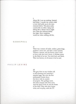 Item #6144 GODSPELL. (Broadside.). Philip Levine