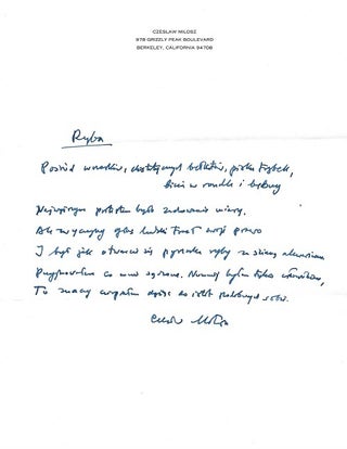 Item #6754 RYBA. Czeslaw Milosz