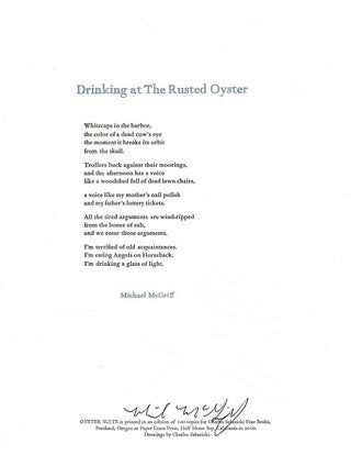 Item #6893 DRINKING AT THE RUSTED OYSTER. (Broadside.). Michael McGriff
