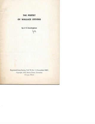 Item #6955 THE POETRY OF WALLACE STEVENS. J. V. Cunningham