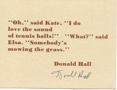 Item #6986 "Oh," said Kate, "I do ... (Broadside). Donald Hall.