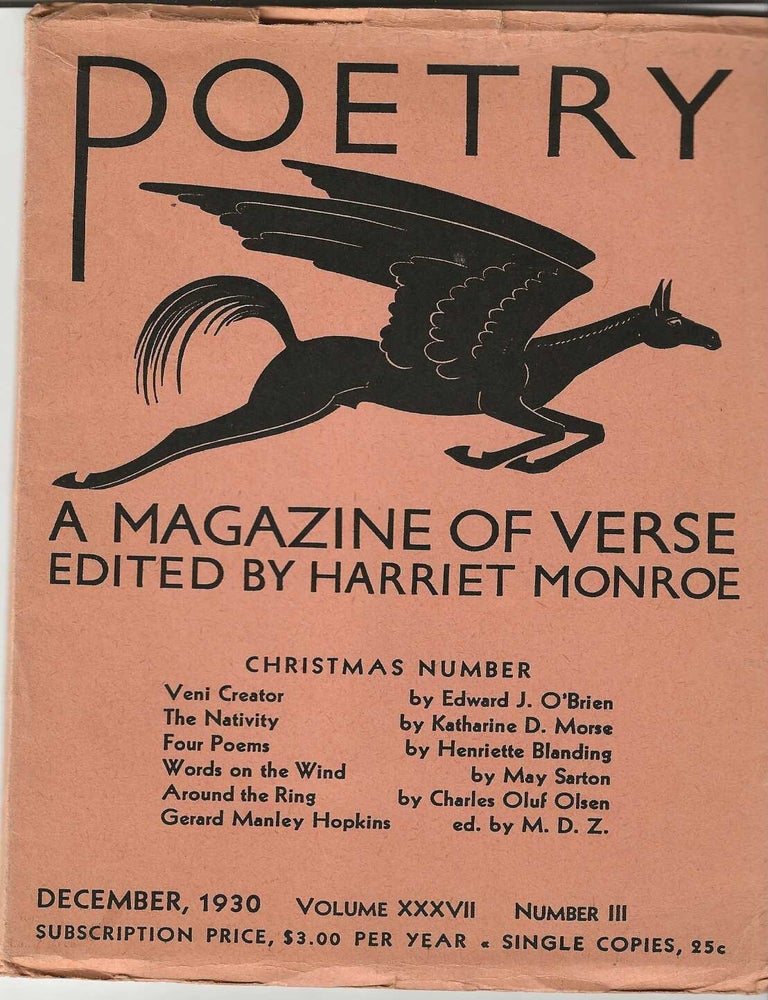 Item #7135 POETRY: A MAGAZINE OF VERSE. May Sarton, Charles Oluf Olsen.