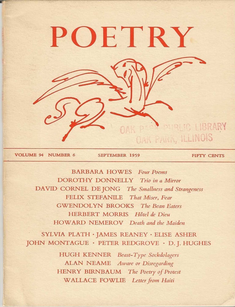 Item #7147 "THE BEAN EATERS" in POETRY Magazine. Gwendolyn Brooks, others Sylvia Plath.