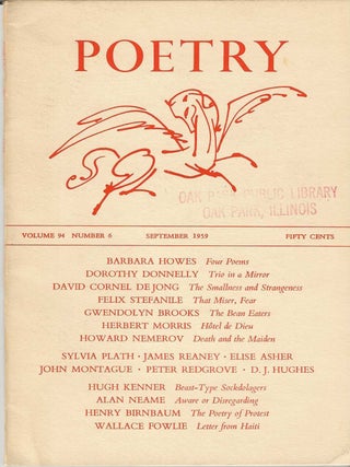 Item #7147 "THE BEAN EATERS" in POETRY Magazine. Gwendolyn Brooks, others Sylvia Plath