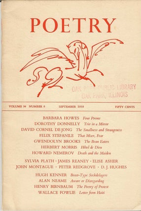 Item #7147 "THE BEAN EATERS" in POETRY Magazine. Gwendolyn Brooks, others Sylvia Plath