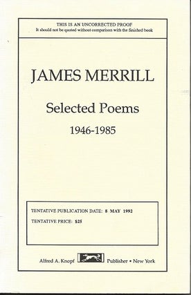 Item #997 SELECTED POEMS: 1946-1985. James Merrill